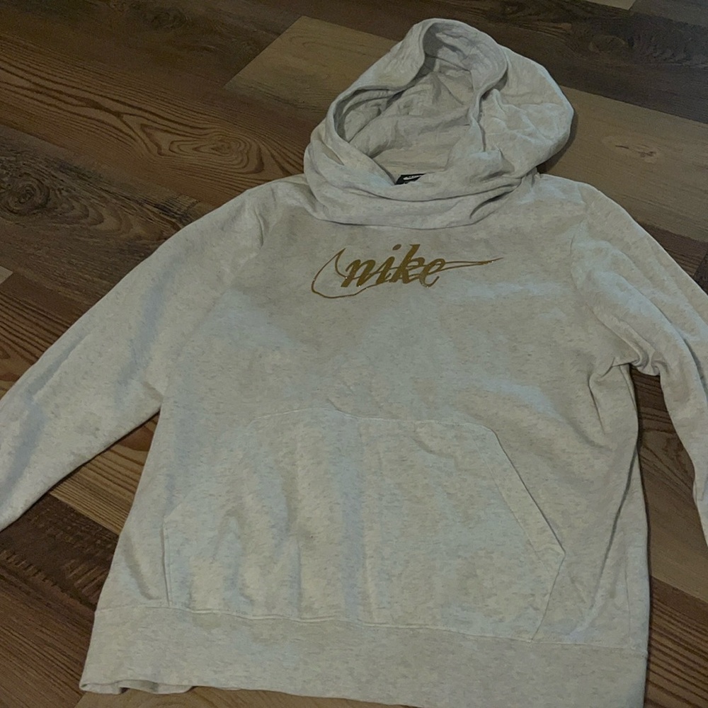 White heather nike mock neck hoodie
